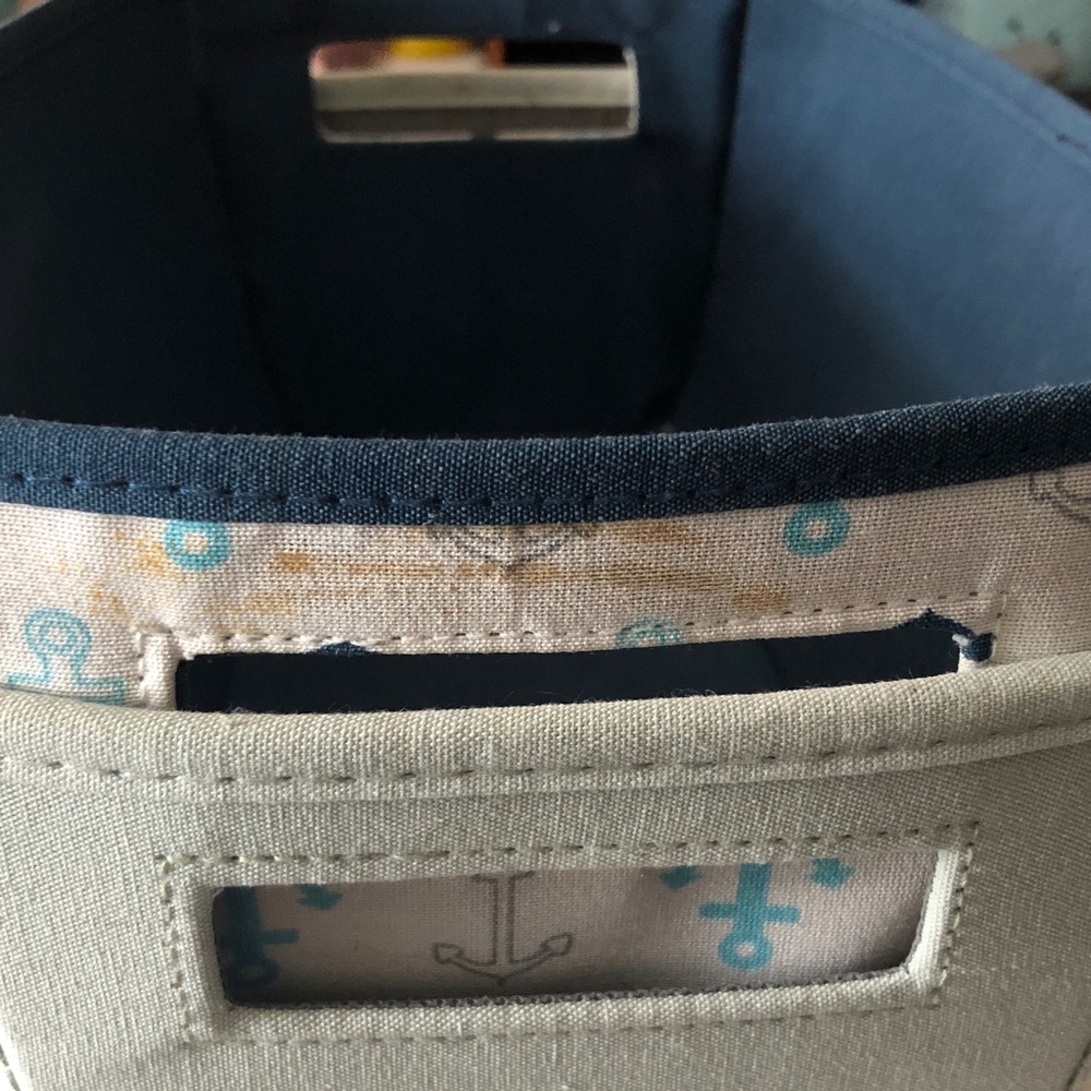 π Anchor Print & Plain Green Storage Bin Set - Picture 10 of 11